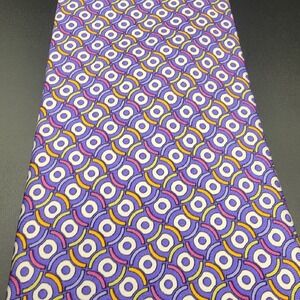 Robert Talbott Necktie Purple Geometric Circles‎ Silk Designer Men's Tie